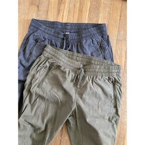 2 pair Alpine Design Linen Joggers Pants LARGE Women Olive Green Gray Active